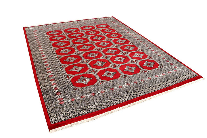 Firebrick Pakistani Jaldar Rug 6' 8" x 10' 4" Hand-Knotted | No. QA94765