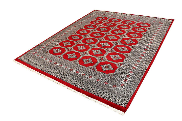 Firebrick Pakistani Jaldar Rug 6' 8" x 10' 4" Hand-Knotted | No. QA94765
