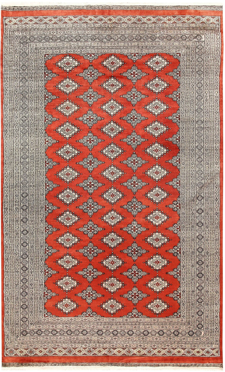 Tomato Pakistani Jaldar Rug 6' 1" x 10' Hand-Knotted | No. QA94982