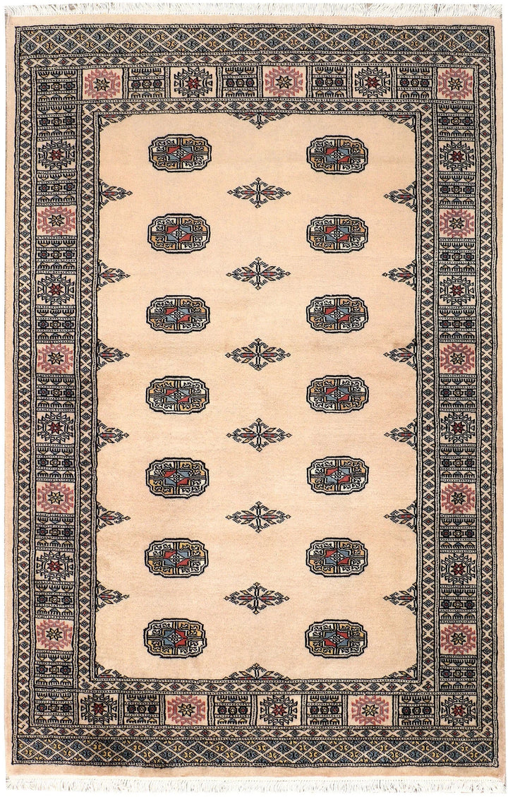 Brown Pakistani Bokhara Rug 4' x 6' 2" Hand-Knotted | No. QA94988