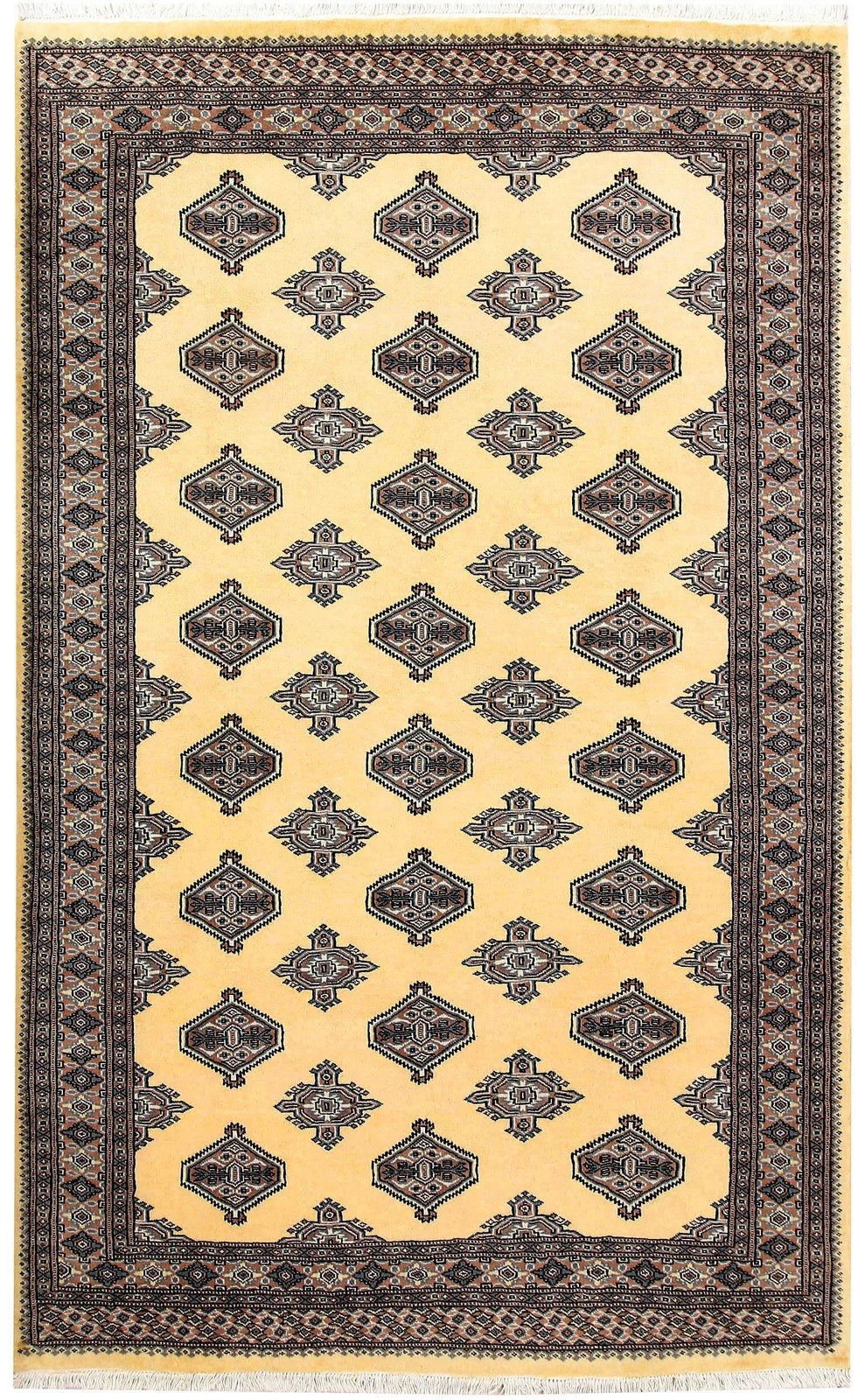 Yellow Pakistani Jaldar Rug 5' 2" x 8' 5" Hand-Knotted | No. QA95135
