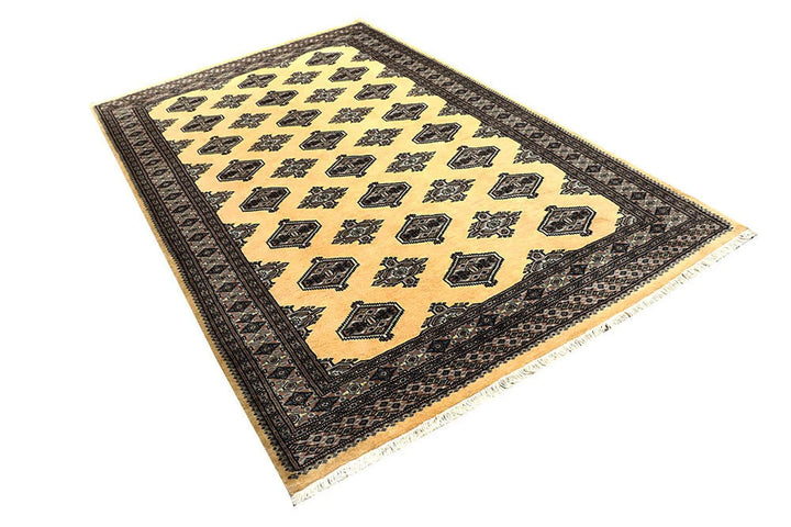 Yellow Pakistani Jaldar Rug 5' 2" x 8' 5" Hand-Knotted | No. QA95135