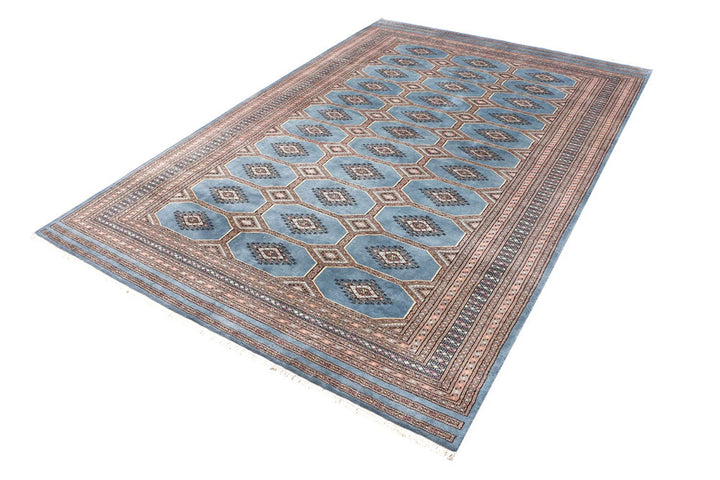 Light Slate Grey Pakistani Jaldar Rug 6' 7" x 9' 10" Hand-Knotted | No. QA95318