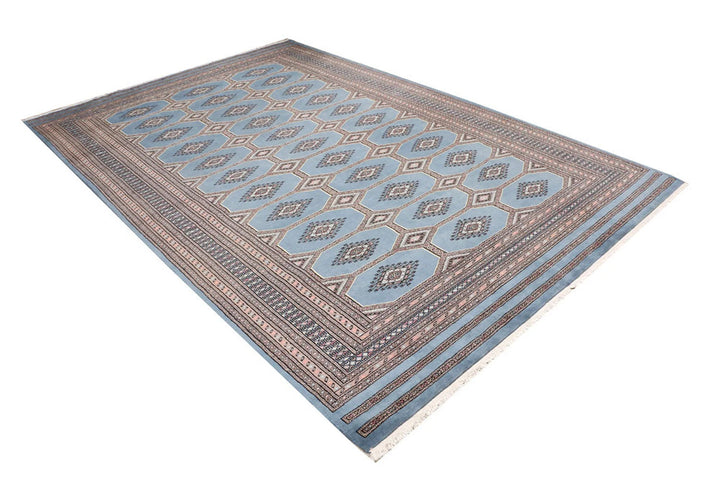 Light Slate Grey Pakistani Jaldar Rug 6' 7" x 9' 10" Hand-Knotted | No. QA95318