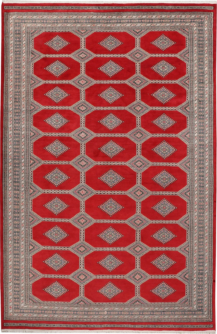 Firebrick Pakistani Jaldar Rug 6' 9" x 10' 6" Hand-Knotted | No. QA95382
