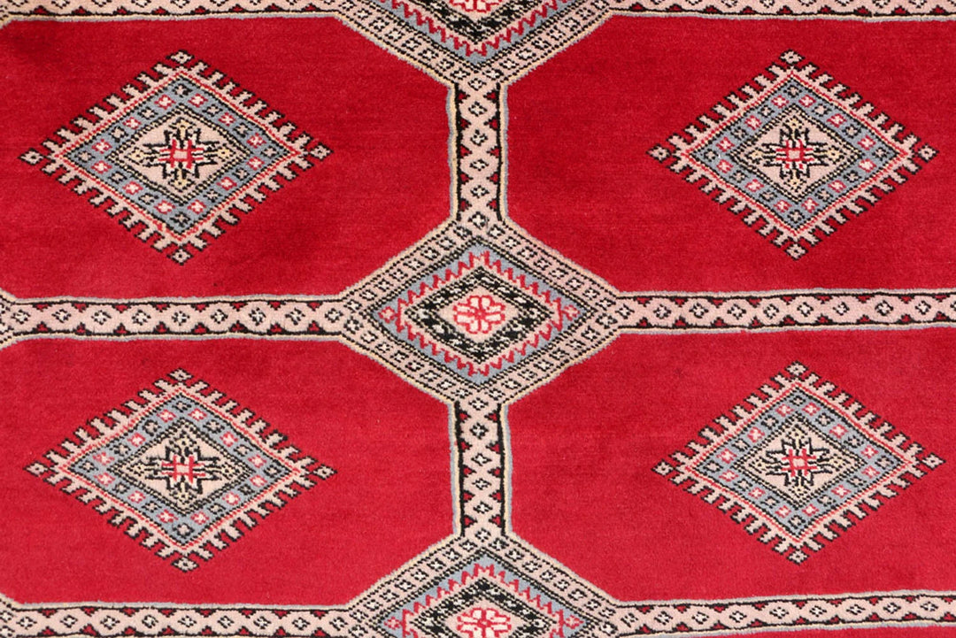 Firebrick Pakistani Jaldar Rug 6' 9" x 10' 6" Hand-Knotted | No. QA95382