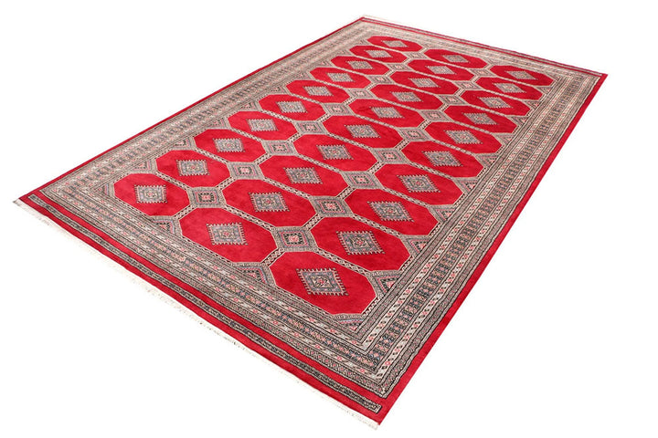 Firebrick Pakistani Jaldar Rug 6' 9" x 10' 6" Hand-Knotted | No. QA95382