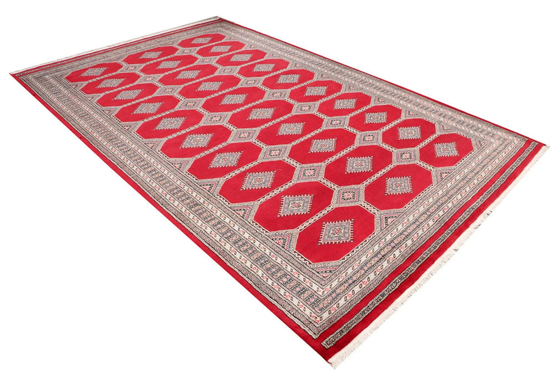 Firebrick Pakistani Jaldar Rug 6' 9" x 10' 6" Hand-Knotted | No. QA95382
