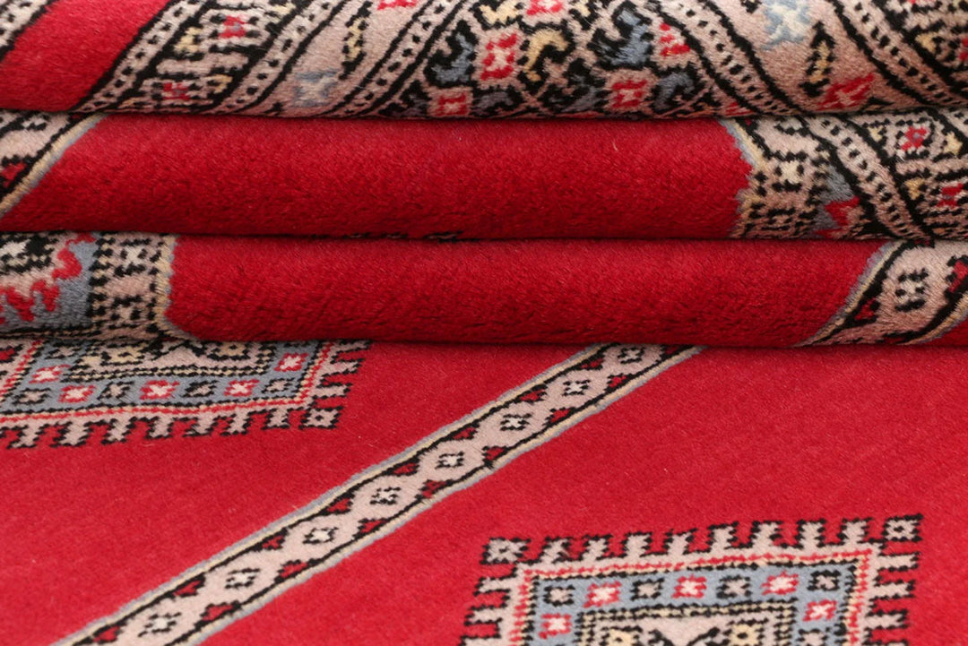 Firebrick Pakistani Jaldar Rug 6' 9" x 10' 6" Hand-Knotted | No. QA95382