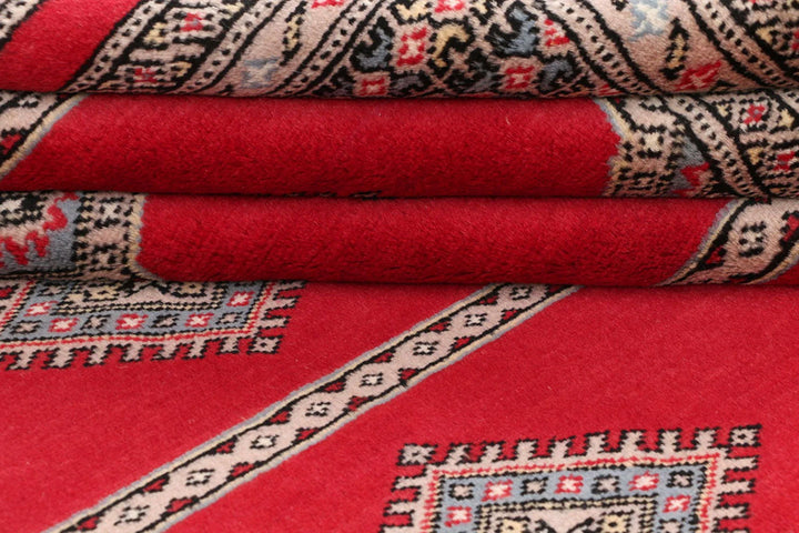 Firebrick Pakistani Jaldar Rug 6' 9" x 10' 6" Hand-Knotted | No. QA95382