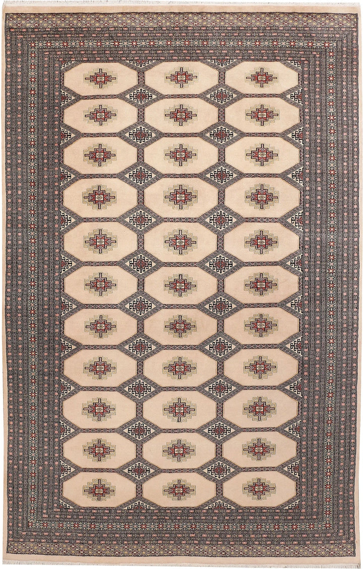 Brown Pakistani Jaldar Rug 6' 7" x 10' 4" Hand-Knotted | No. QA95393