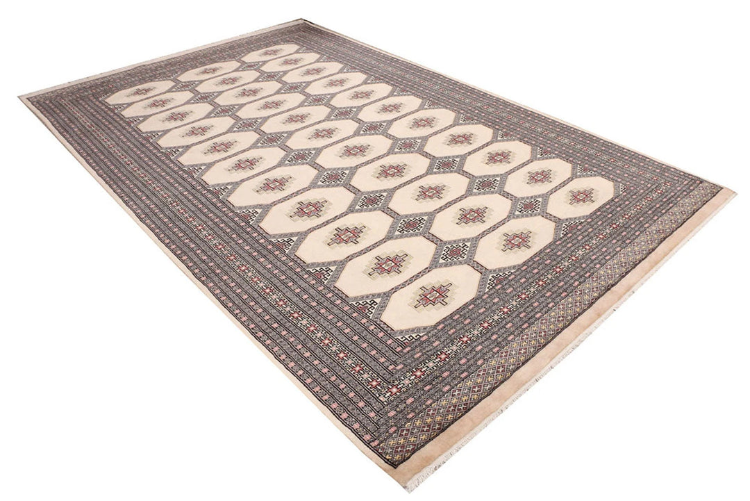 Brown Pakistani Jaldar Rug 6' 7" x 10' 4" Hand-Knotted | No. QA95393