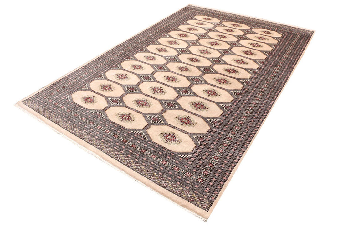Brown Pakistani Jaldar Rug 6' 7" x 10' 4" Hand-Knotted | No. QA95393