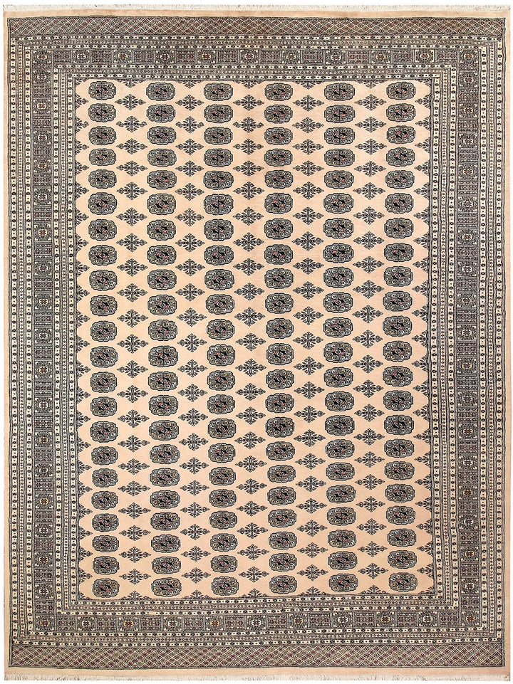 Brown Pakistani Bokhara Rug 9' 1" x 12' 2" Hand-Knotted | No. QA95536