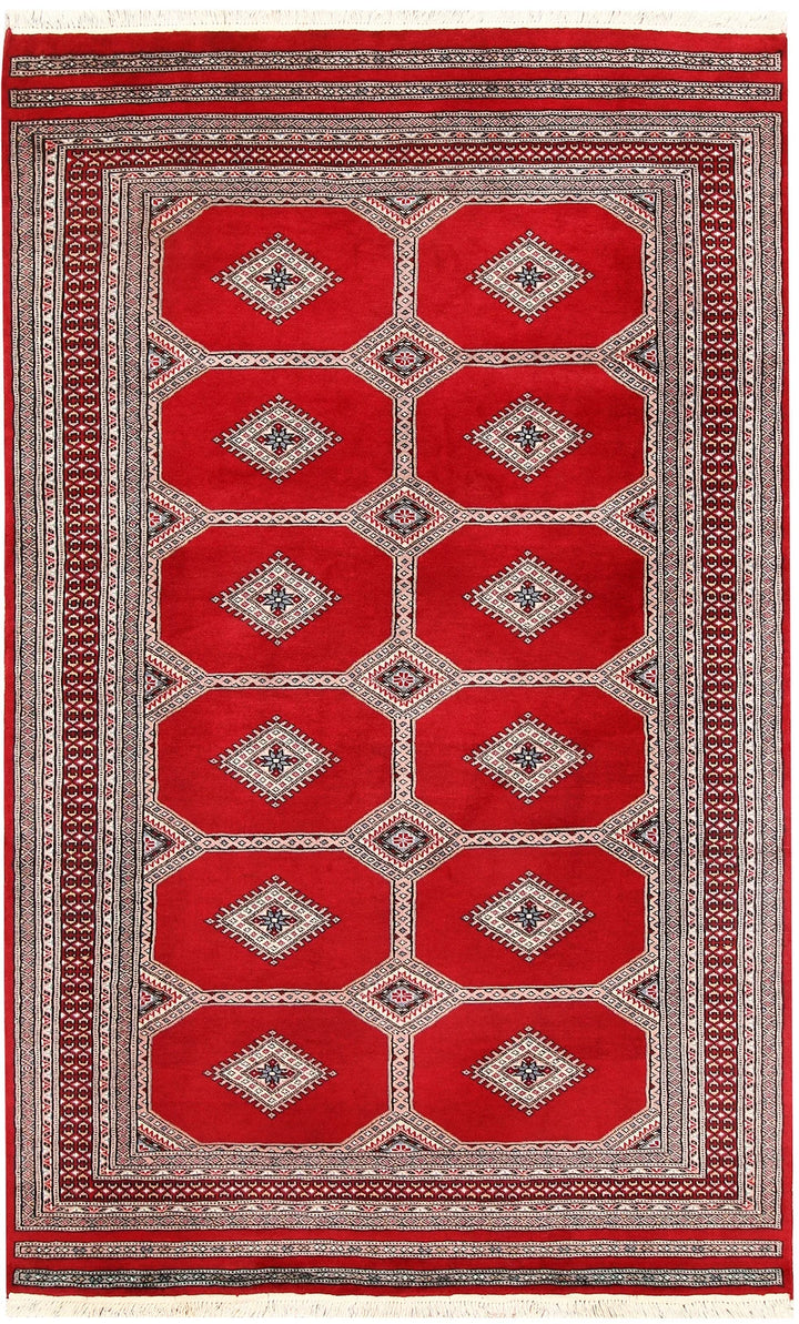Red Jaldar Rug 4' 6" x 7' 3" Hand-Knotted | No. QA95573