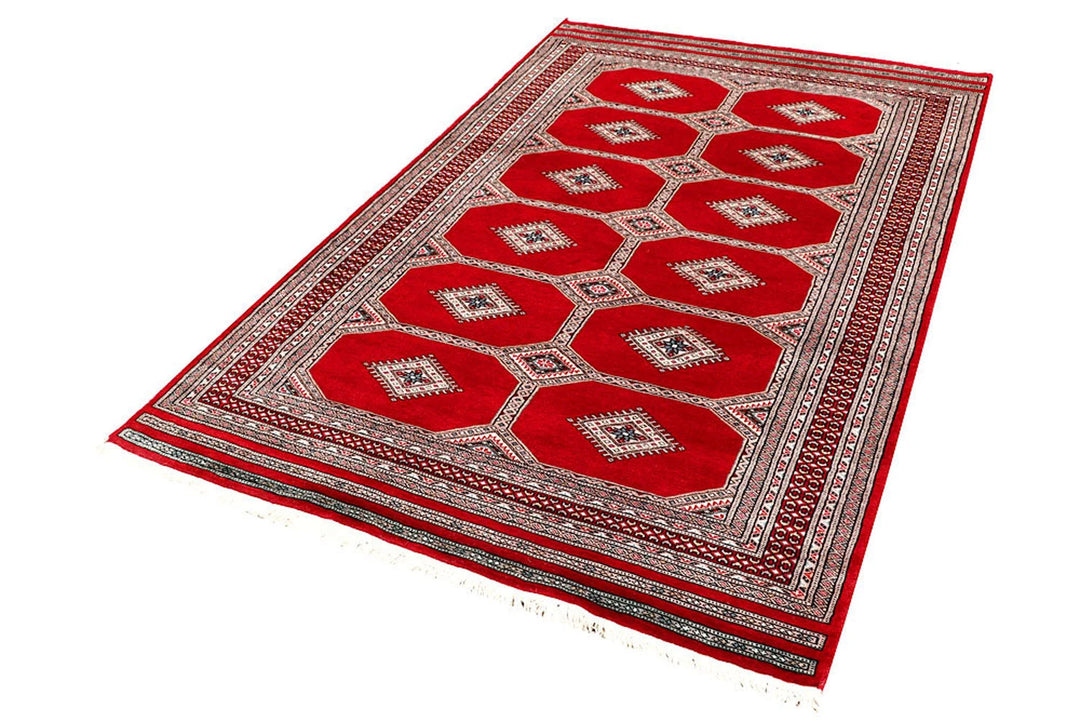 Red Jaldar Rug 4' 6" x 7' 3" Hand-Knotted | No. QA95573