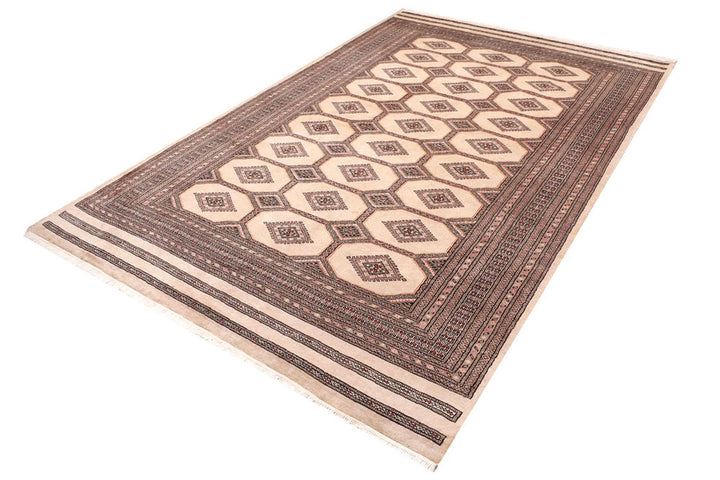 Brown Pakistani Jaldar Rug 6' 7" x 10' 5" Hand-Knotted | No. QA95585