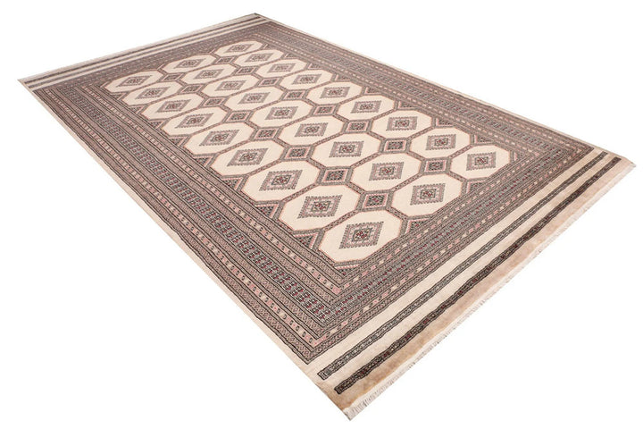 Brown Pakistani Jaldar Rug 6' 7" x 10' 5" Hand-Knotted | No. QA95585
