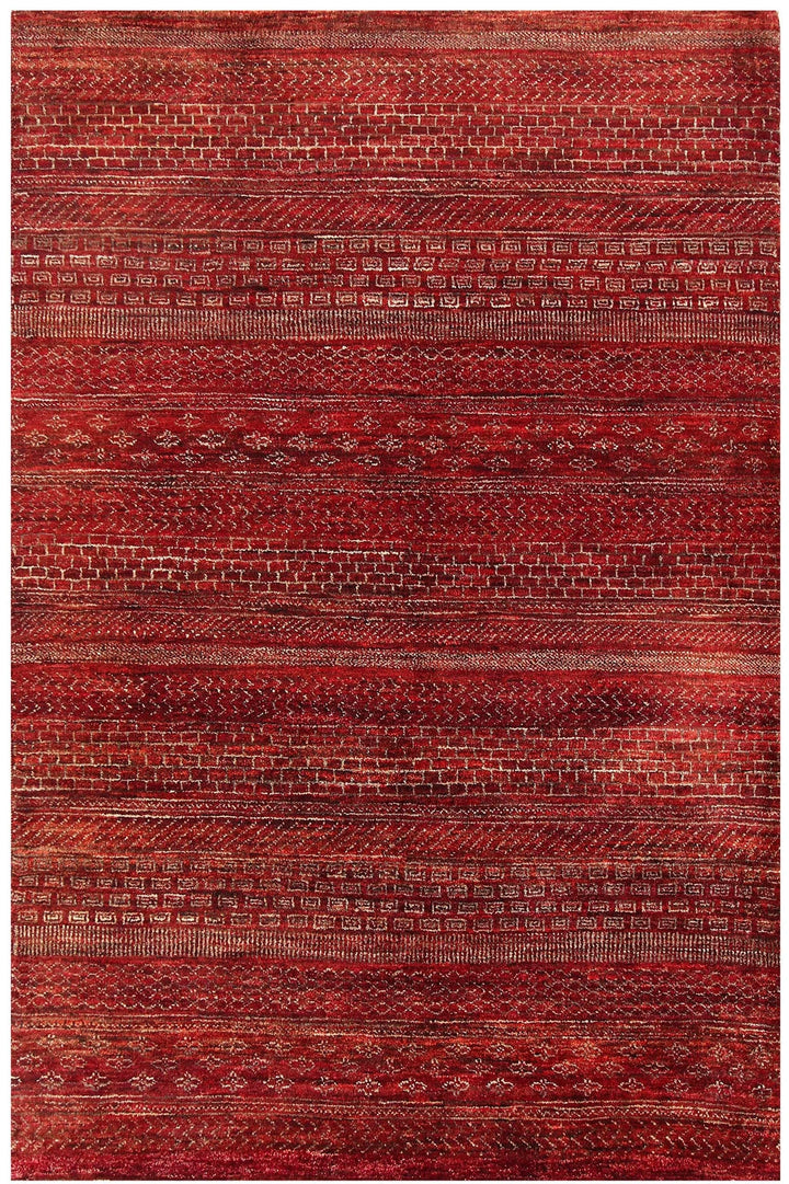 Brown Pakistani Gabbeh Rug 4' 2" x 6' 3" Hand-Knotted | No. QA95719