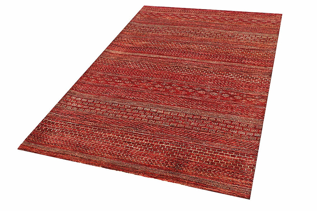 Brown Pakistani Gabbeh Rug 4' 2" x 6' 3" Hand-Knotted | No. QA95719