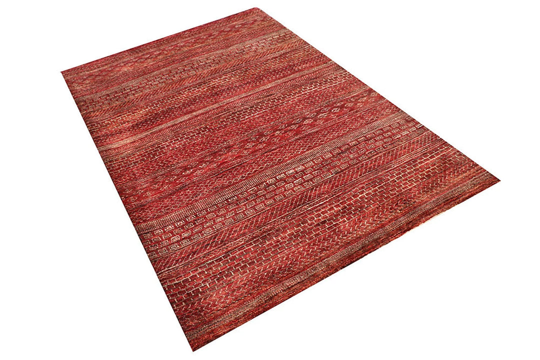 Brown Pakistani Gabbeh Rug 4' 2" x 6' 3" Hand-Knotted | No. QA95719