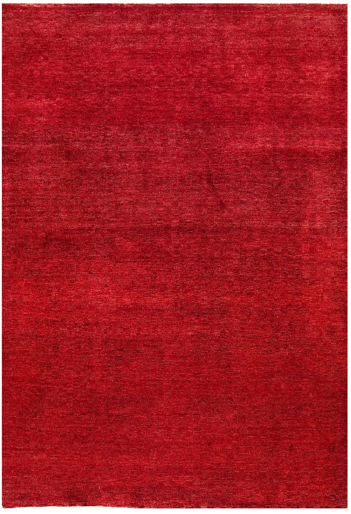 Red Pakistani Gabbeh Rug 4' 7" x 6' 6" Hand-Knotted | No. QA95729