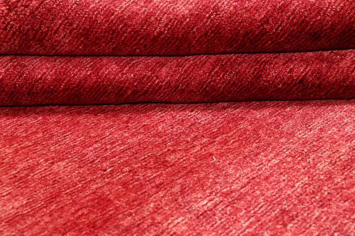 Red Pakistani Gabbeh Rug 4' 7" x 6' 6" Hand-Knotted | No. QA95729