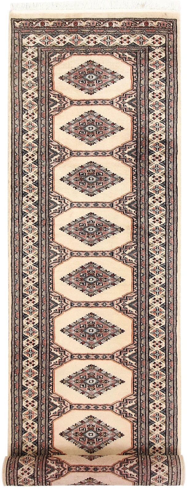 White Pakistani Jaldar Rug 2' 4" x 9' 5" Hand-Knotted | No. QA95802