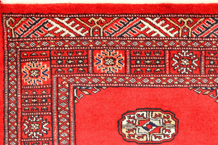 Red Pakistani Bokhara Runner 2' 7" x 11' 4" Hand-Knotted | No. QA95906