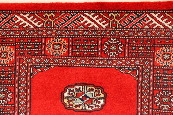 Red Pakistani Bokhara Runner 2' 7" x 11' 4" Hand-Knotted | No. QA95906