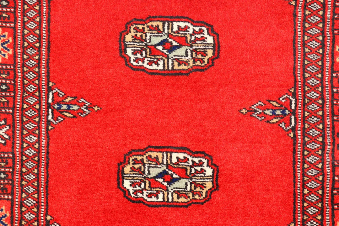 Red Pakistani Bokhara Runner 2' 7" x 11' 4" Hand-Knotted | No. QA95906
