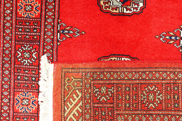 Red Pakistani Bokhara Runner 2' 7" x 11' 4" Hand-Knotted | No. QA95906