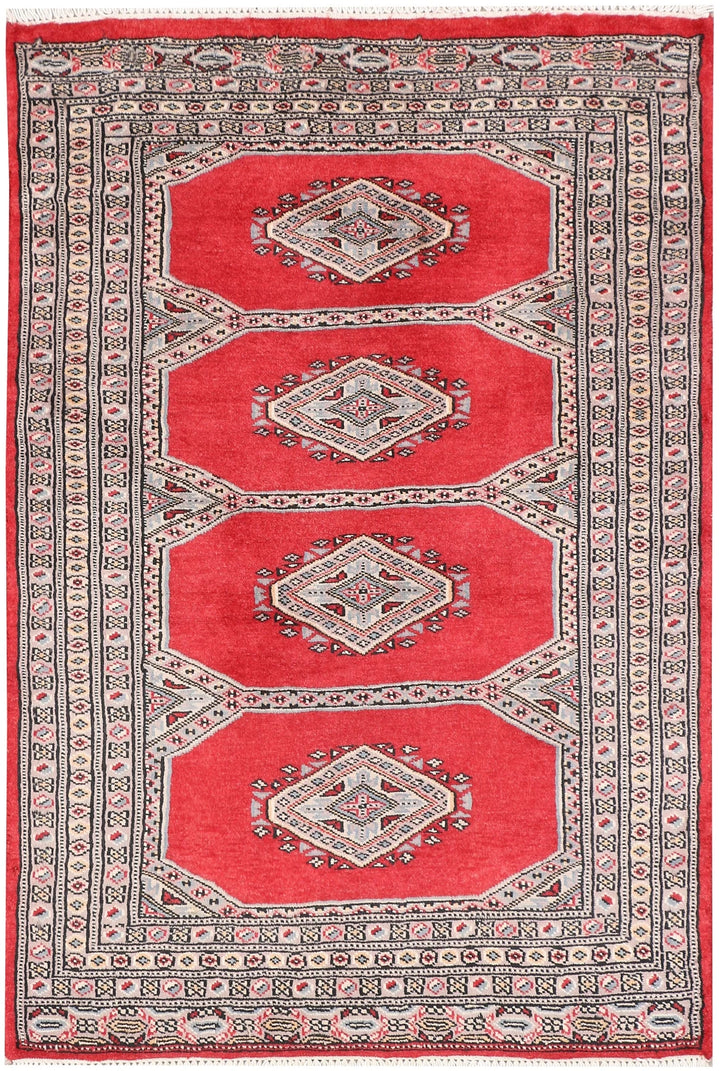 Salmon Pakistani Jaldar Rug 2' 6" x 3' 9" Hand-Knotted | No. QA95924