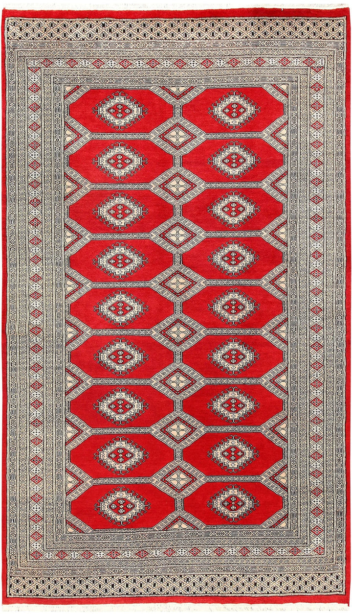 Red Pakistani Jaldar Rug 5' x 8'6" Hand-Knotted | No. QA96129