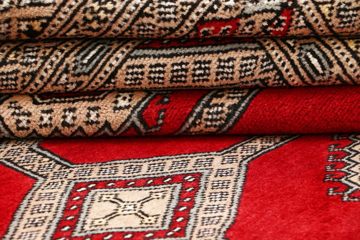 Red Pakistani Jaldar Rug 5' x 8'6" Hand-Knotted | No. QA96129