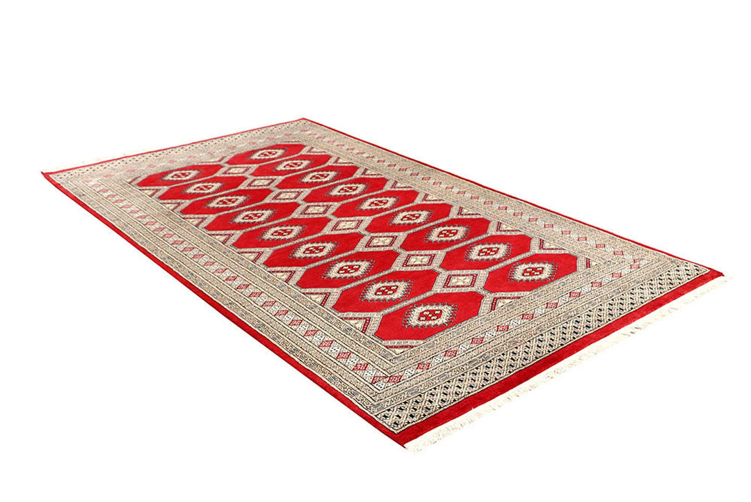 Red Pakistani Jaldar Rug 5' x 8'6" Hand-Knotted | No. QA96129
