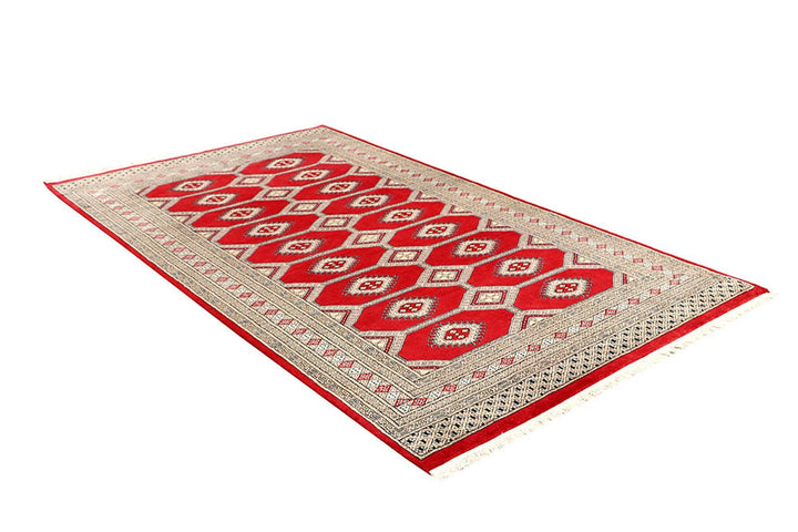 Red Pakistani Jaldar Rug 5' x 8'6" Hand-Knotted | No. QA96129