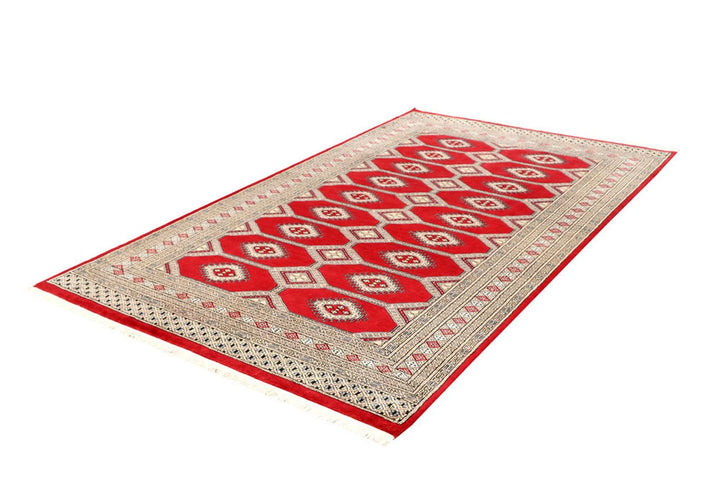 Red Pakistani Jaldar Rug 5' x 8'6" Hand-Knotted | No. QA96129