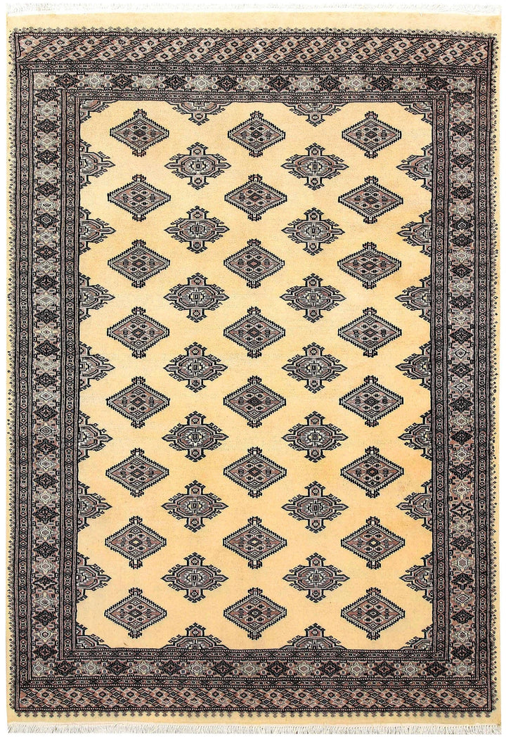 Yellow Pakistani Jaldar Rug 5' x 7'9" Hand-Knotted | No. QA96238