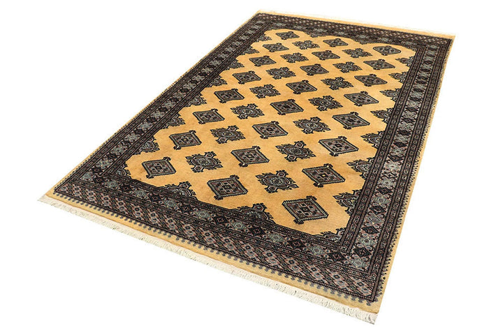 Yellow Pakistani Jaldar Rug 5' x 7'9" Hand-Knotted | No. QA96238