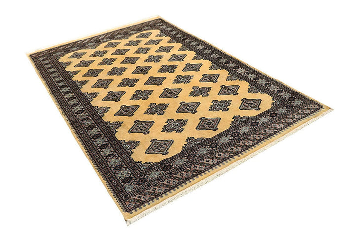 Yellow Pakistani Jaldar Rug 5' x 7'9" Hand-Knotted | No. QA96238