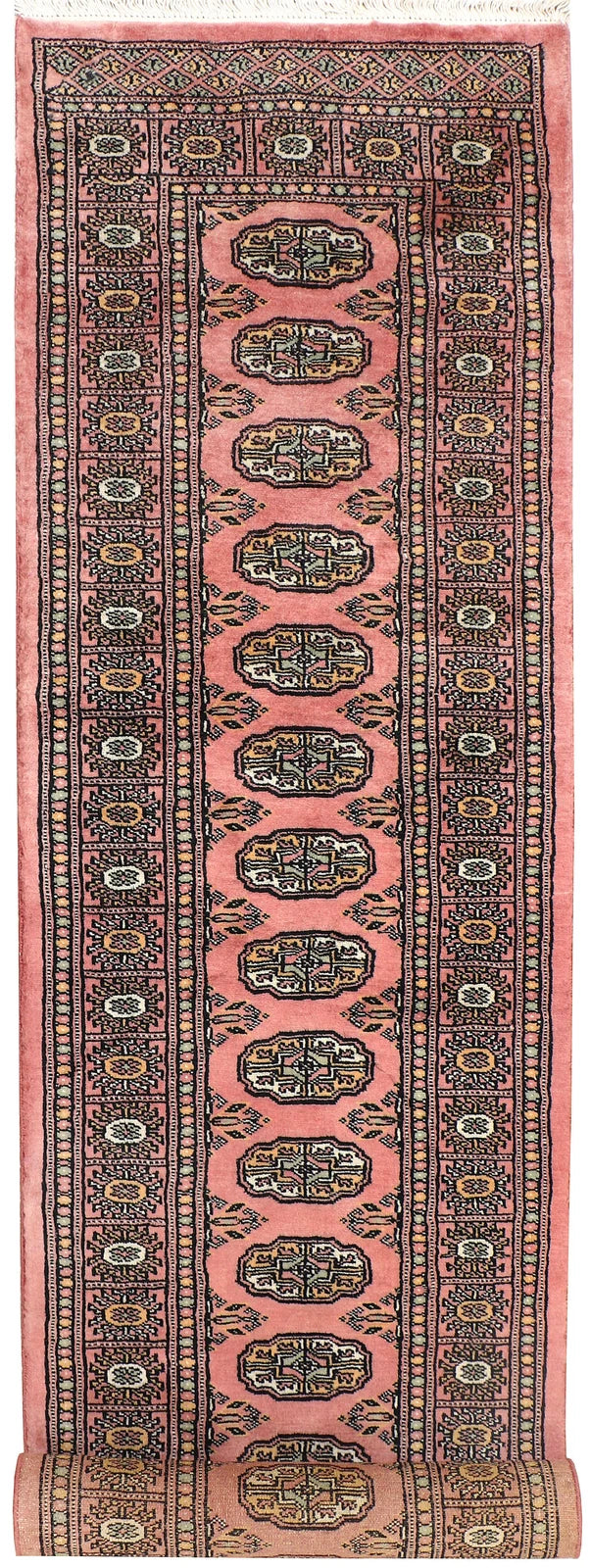 Light Coral Pakistani Bokhara Rug 2' 2" x 9' 10" Hand-Knotted | No. QA96454