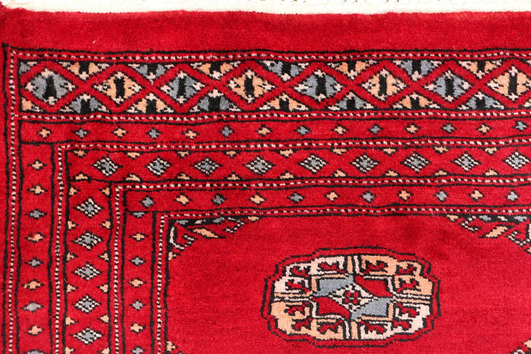 Red Pakistani Bokhara Rug 2' x 5'11" Hand-Knotted | No. QA96577