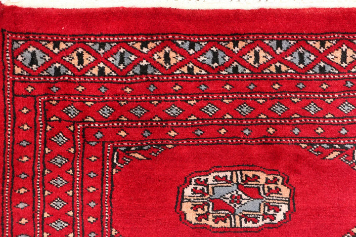 Red Pakistani Bokhara Rug 2' x 5'11" Hand-Knotted | No. QA96577