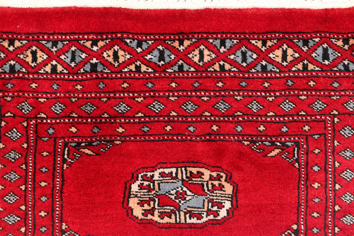 Red Pakistani Bokhara Rug 2' x 5'11" Hand-Knotted | No. QA96577