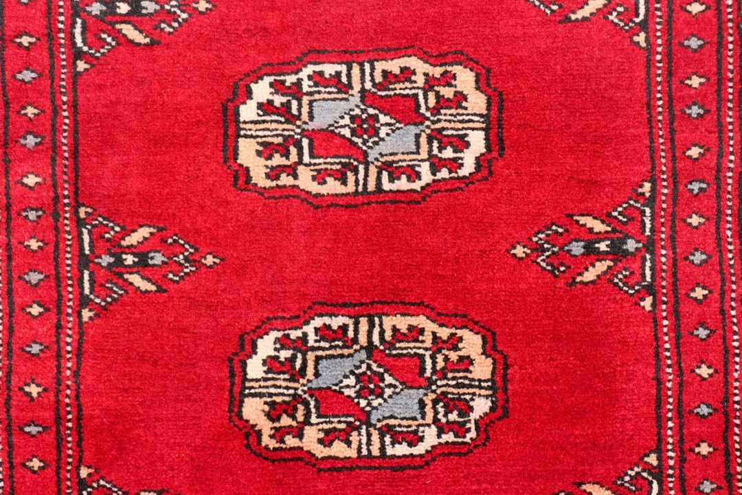 Red Pakistani Bokhara Rug 2' x 5'11" Hand-Knotted | No. QA96577