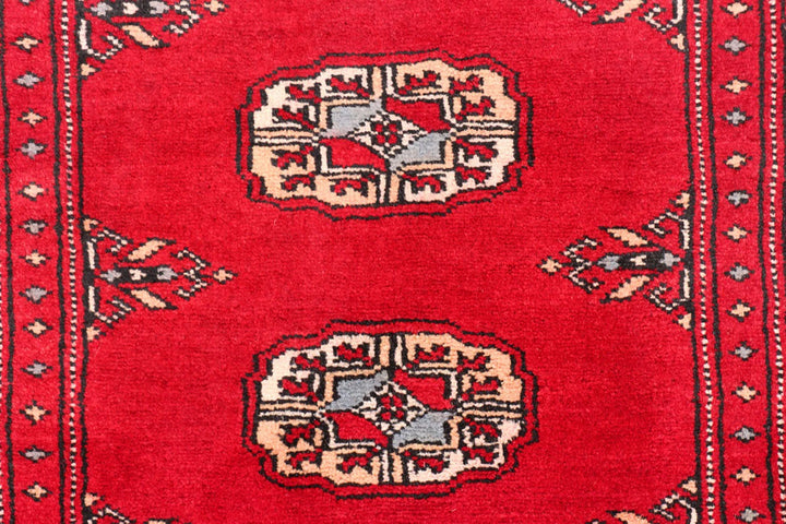 Red Pakistani Bokhara Rug 2' x 5'11" Hand-Knotted | No. QA96577