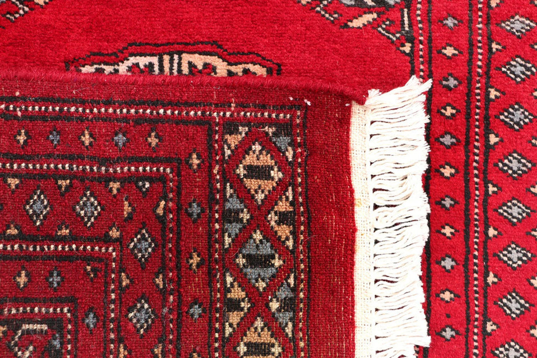 Red Pakistani Bokhara Rug 2' x 5'11" Hand-Knotted | No. QA96577