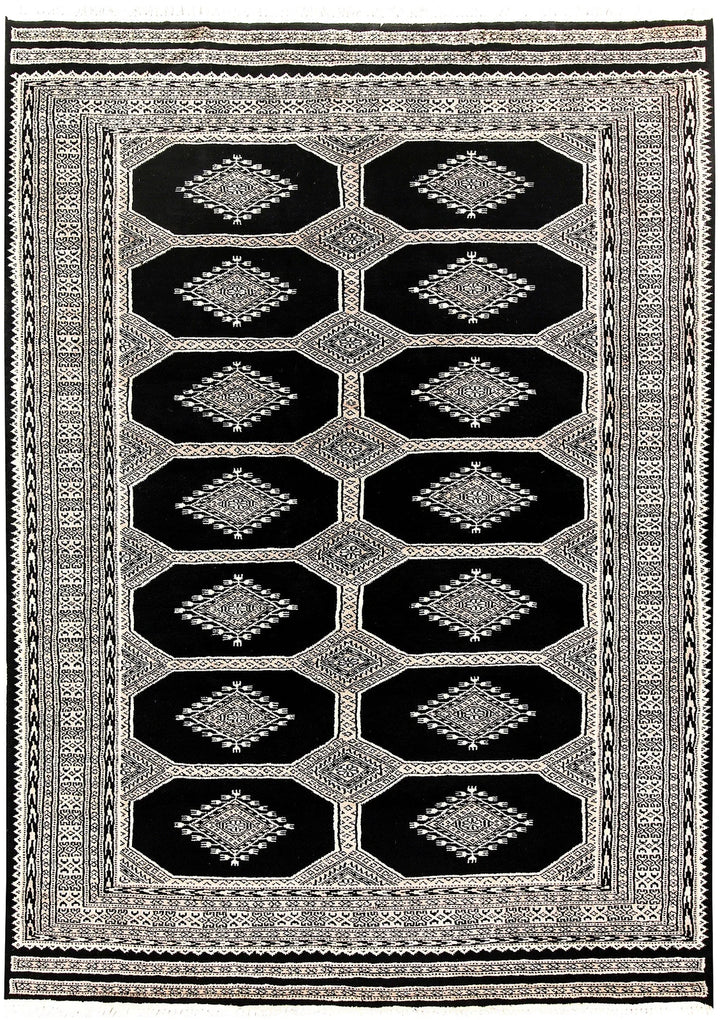 Grey Pakistani Jaldar Rug 4' 7" x 6' 4" Hand-Knotted | No. QA96614