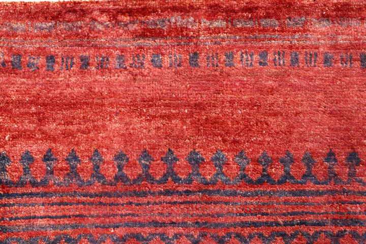 Red Pakistani Gabbeh Rug 3' 1" x 4' 11" Hand-Knotted | No. QA96671